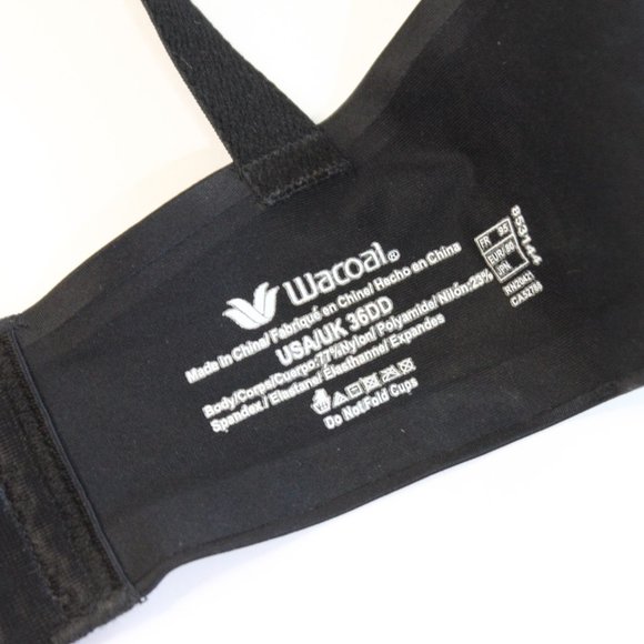 Wacoal Black Bra Sz 36DD Padded Full Coverage Molded Underwire Style No 853144 - Picture 3 of 5